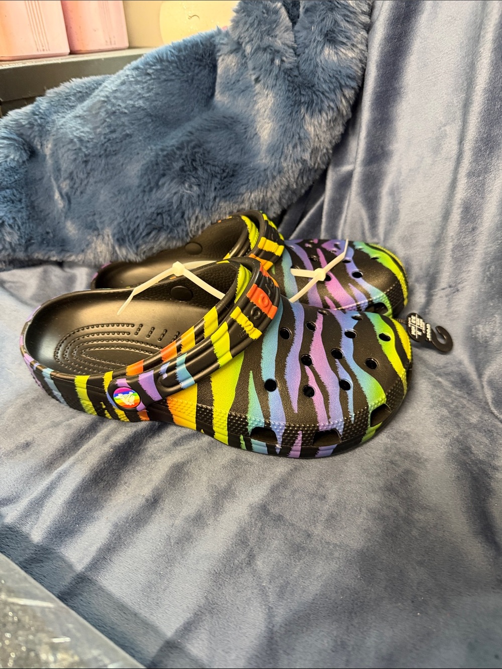 CROCS Classic Clog - Rainbow Zebra Stripes